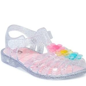 COPY - Sparkly silver jelly sandals with flowers